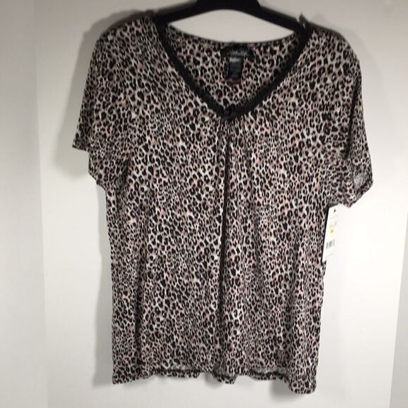Rene Rofe Animal Print Night shirt sleep shirt size medium leopard print - Picture 1 of 9